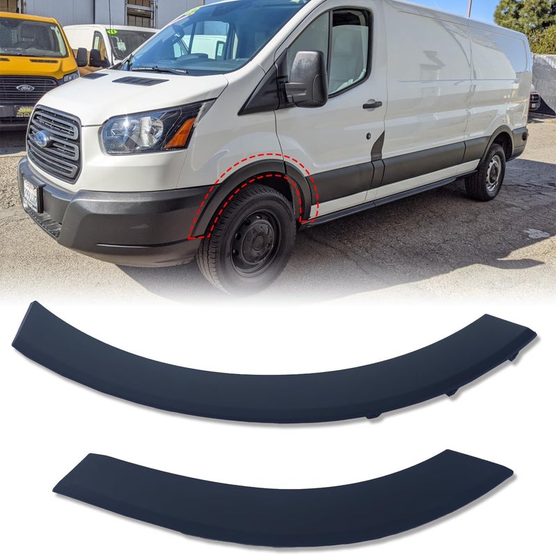 Spwrney Front Driver Left Side Fender flare Molding Set for 2015-2023 Transit 150 250 350, Door Deflector Wheel Arch Air Trim Accessories, Black, 2PCS - Image 1